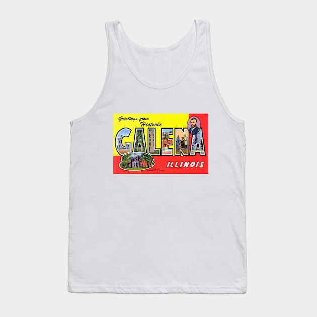 Greetings from Galena Illinois, Vintage Large Letter Postcard Tank Top by Naves